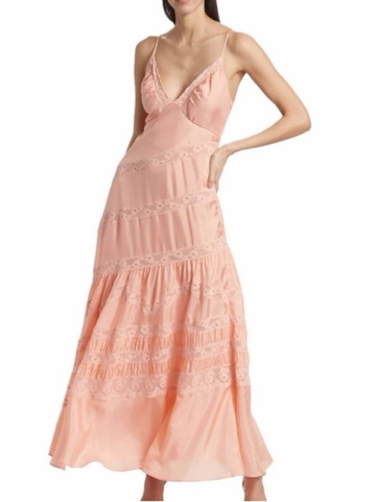LoveShackFancy Dresses & Skirts - LoveShackFancy Idalia Lace-Trim Slip Maxi Dress - Sunkissed Coral SZ 8 NWT